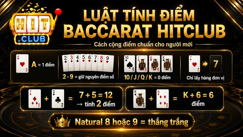 Luật tính điểm và Natural trong Baccarat HITCLUB